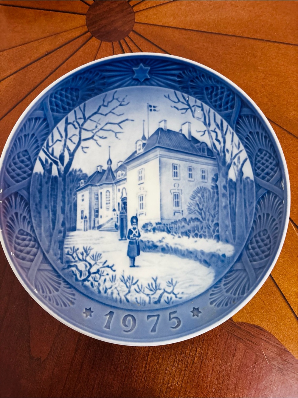 Royal Copenhagen White Porcelain Commemorative Plate with Blue Markings